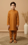 Boys kurta pajama rust brown cotton