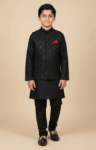Black Embroidered Waistcoat for Boys