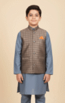 Boys Brown Checked Waist Coat