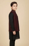 Boys Maroon Embroidered Waistcoat