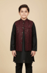 Boys Maroon Embroidered Waistcoat