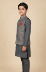 Grey Printed Waistcoat Boys